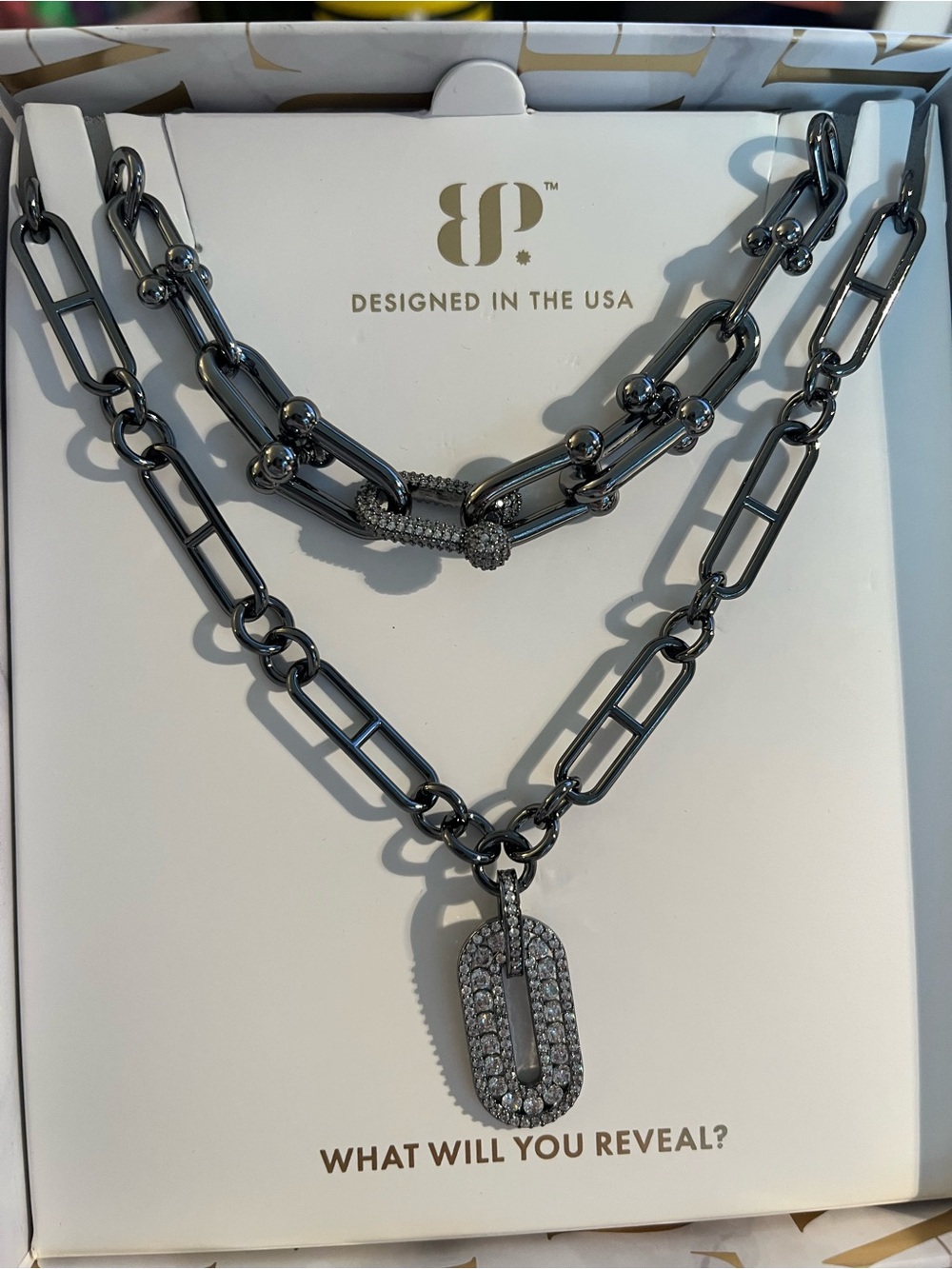 Bomb Party Luxe Layers hematite necklace set